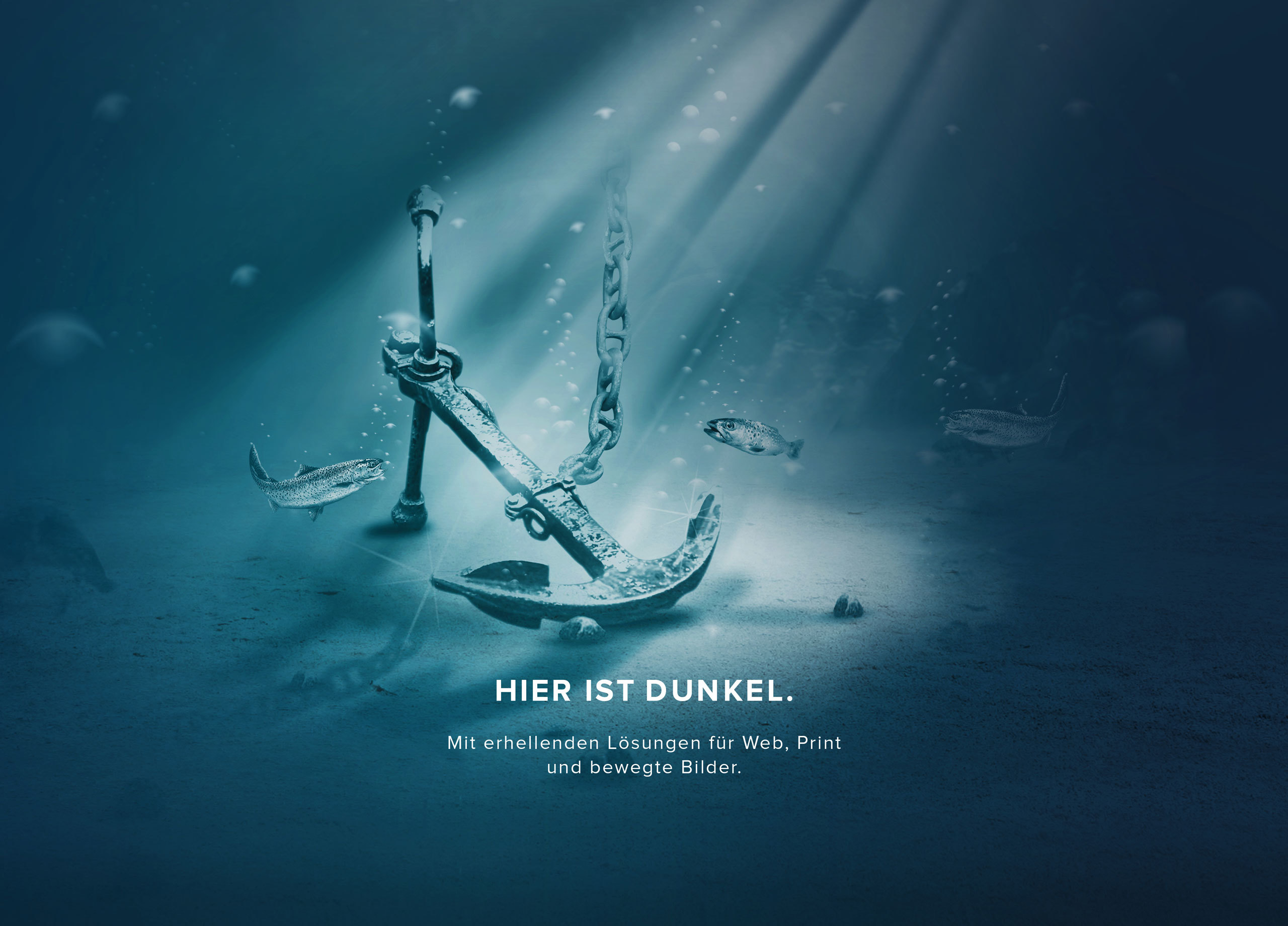 Dunkel Bildcomposings Anker MHG Bern / Grafikdesign