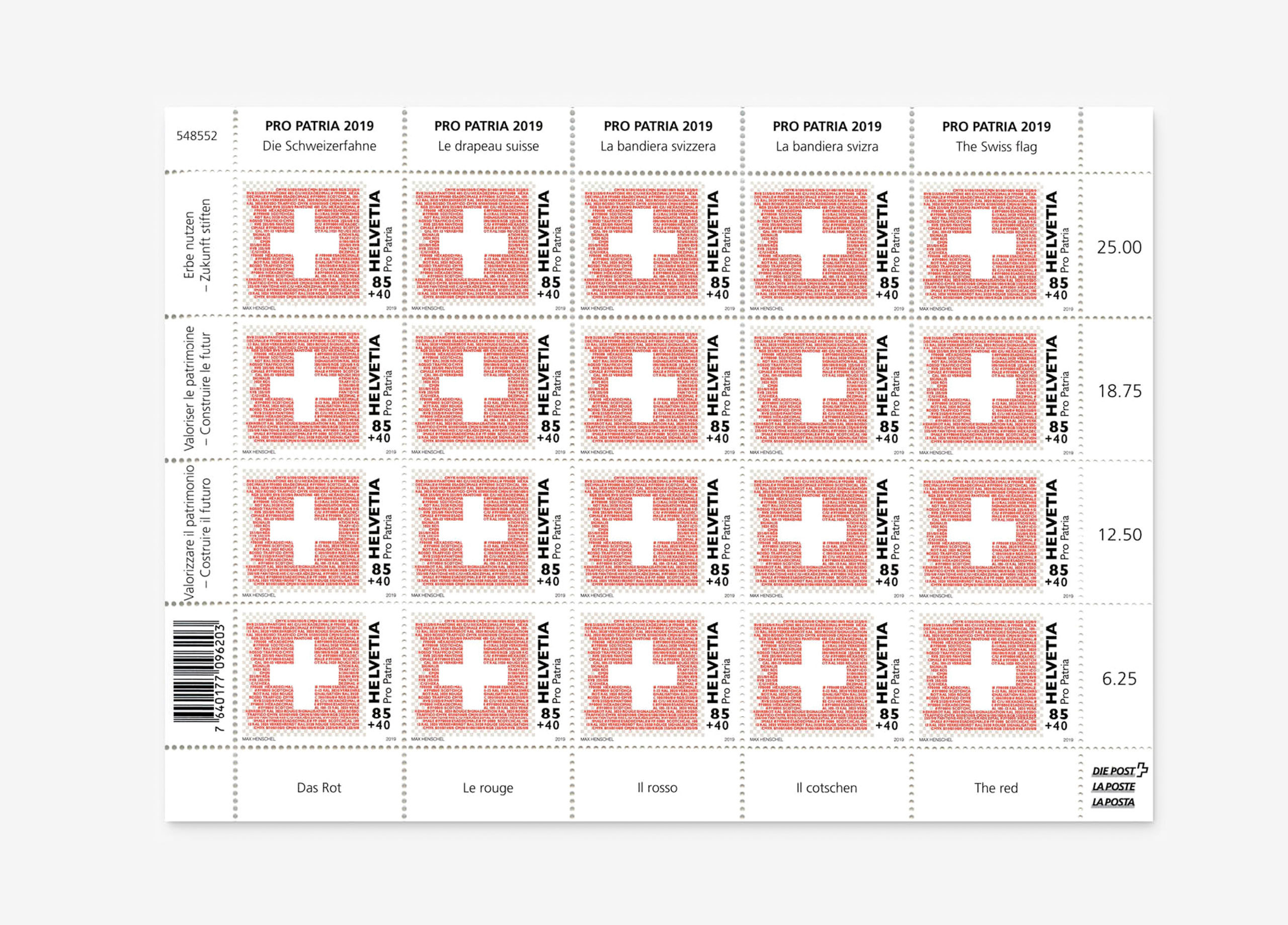 Propatria Briefmarke Schweizer Flagge 06 MHG Bern / Grafikdesign