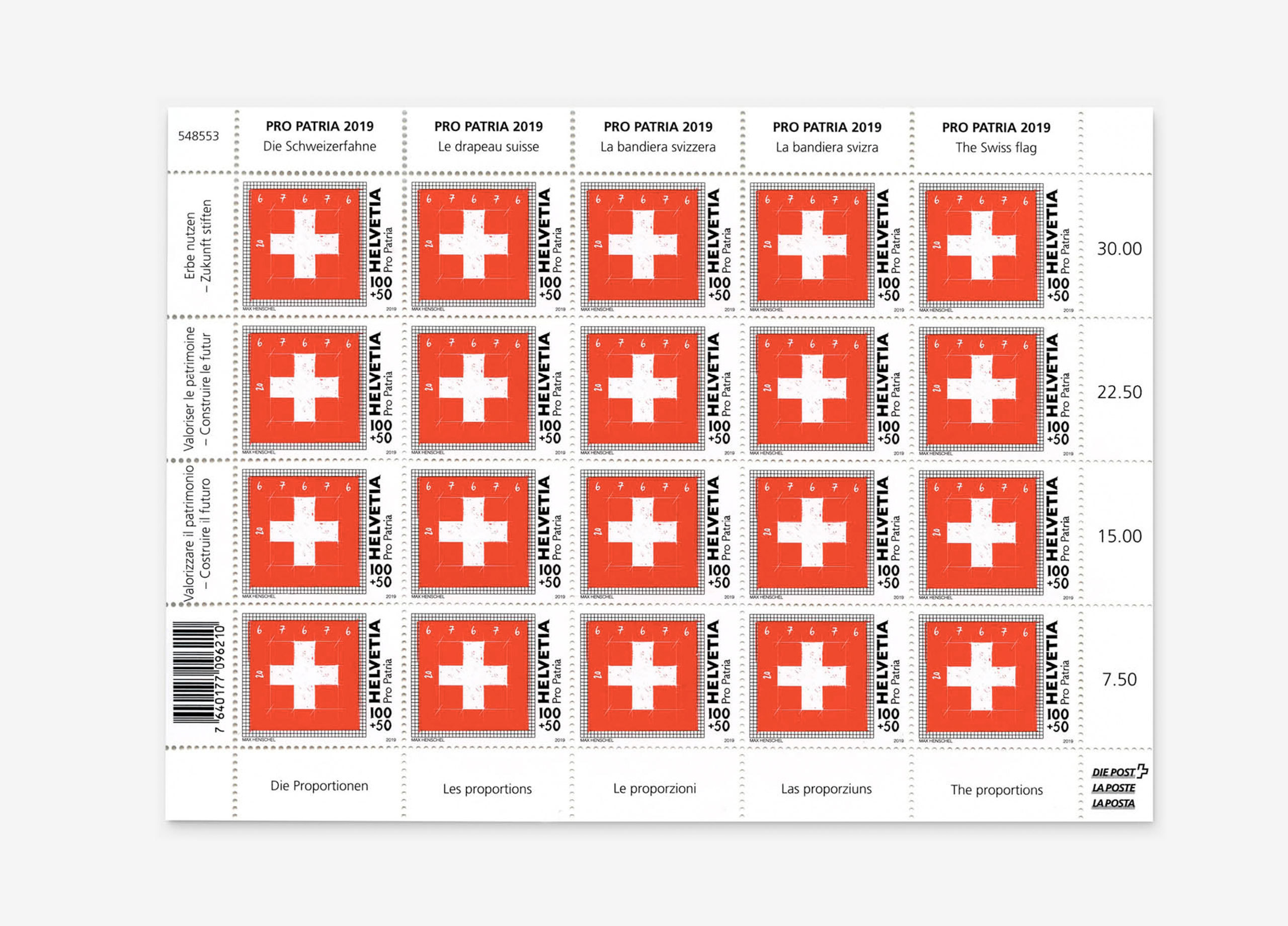Propatria Briefmarke Schweizer Flagge 07 MHG Bern / Grafikdesign