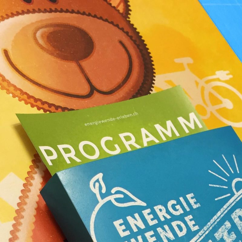 Energiewende Erleben Flyer Dispenser MHG Bern / Grafikdesign