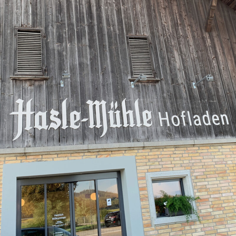 Hasle Muehle Beschriftung 01 MHG Bern / Grafikdesign