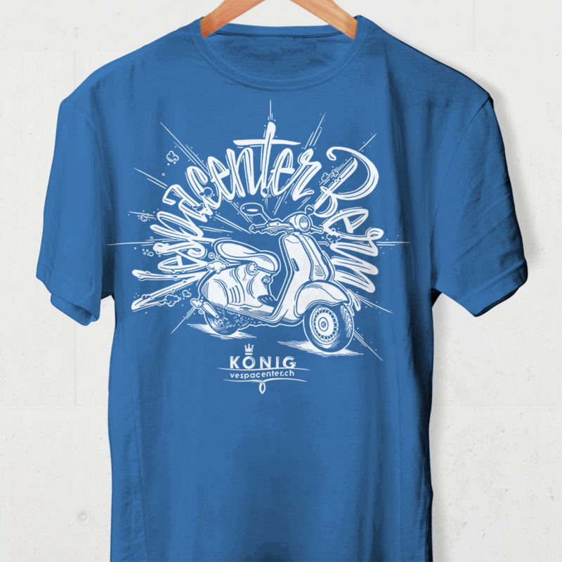 Vespacenter T Shirt Blau MHG Bern / Grafikdesign